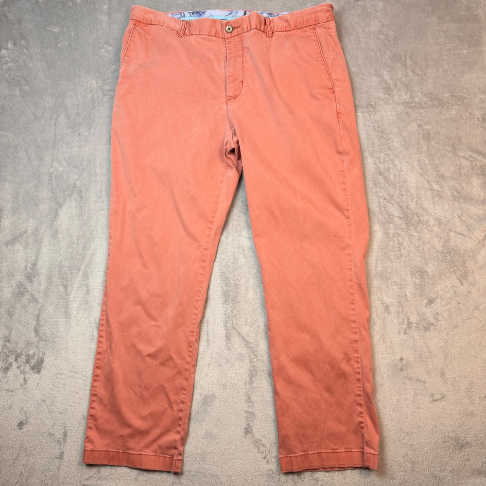 Tommy Bahama Pants Mens 40 Coral Boracay Chino Flat Front Stretch Cotton Sateen